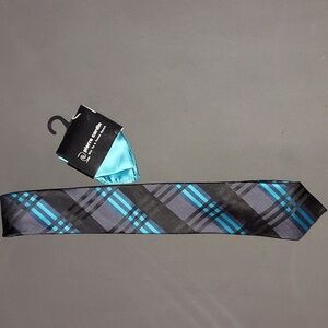 Pierre Cardin Little Black Tie and Pocket Square